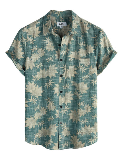 HOTVATPAVE Mens Hawaiian Shirts Casual Summer Short Sleeve Button Down Shirts | Beach, Floral, Front Pocket, Cotton, Tropical, Vacation, Vintage, Printed, Cruise, Collared, Aloha, Party, Reverse Fabric