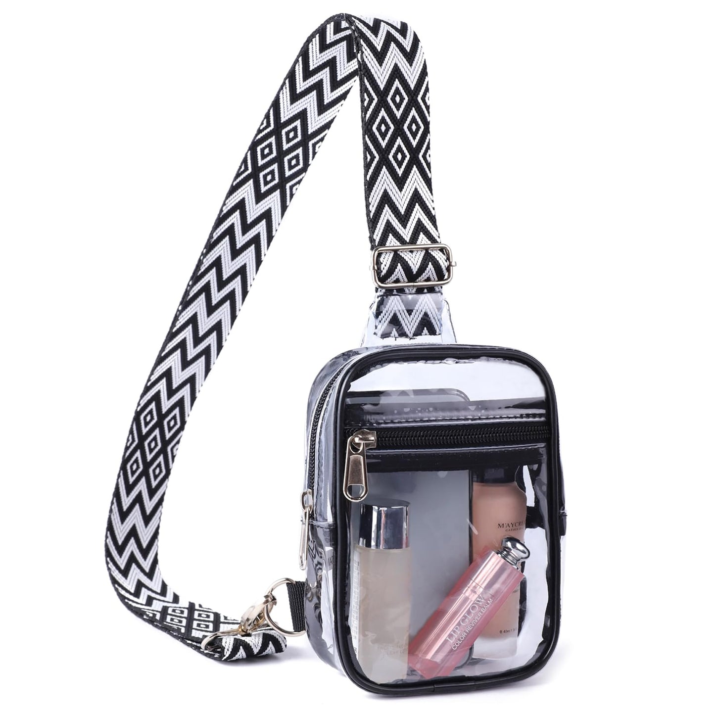 HOTMini Clear Crossbody Bag Stadium Approved | Cute Transparent Phone Purse with Adjustable Patterned Strap for Concerts, Festivals & Sports - Purple