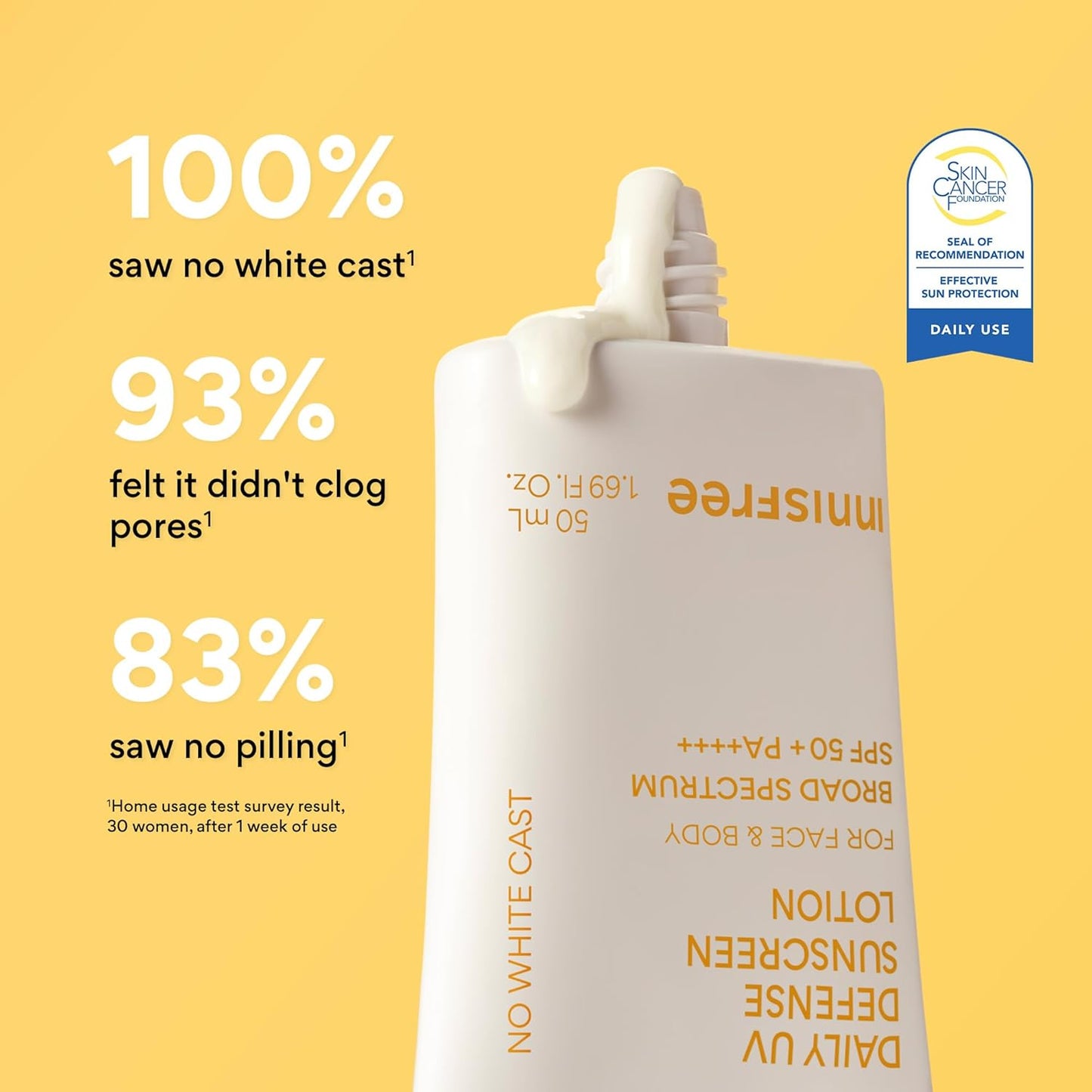 HOTinnisfree Daily UV Defense SPF 50+ PA++++ Korean Face & Body Sunscreen, Broad Spectrum, Invisible Finish, No White Cast, Lightweight, Hydrating