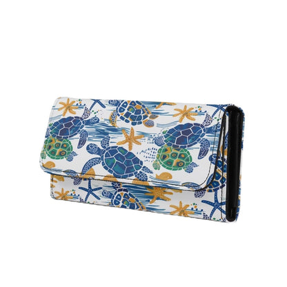 HOTLotus Mandala Women PU Leather Tri-fold Wallets Black And White Sketch Flower Zipper Pocket Buckle Money Manager Starry Sky Tall Billfold Secretary Cash Wallet