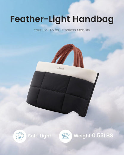 HOTLOVEVOOK Small Tote Bags for Women, Mini Crossbody Puffy Top Handle Shoulder Satchel Bag for Daily Use