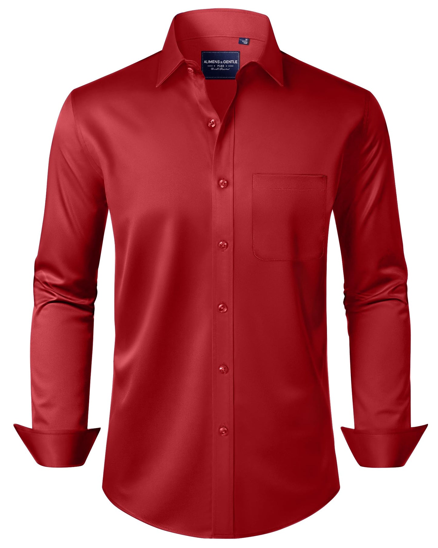 HOTAlimens & Gentle Men's Dress Shirts Long Sleeve Wrinkle-Free Stretch Shirts Solid Formal Button Down Shirt with Pocket