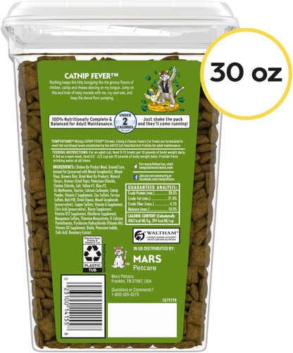 HOTTemptations MixUps Crunchy and Soft Cat Treats, Catnip Fever, 30 oz | Under 2 calories per treat, no artificial flavors, 100% complete & balanced for adult cats, resealable stay-fresh tub