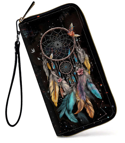 HOTWomens Wallet, Large Capacity RFID Blocking PU Leather Wristlet Wallets for Women Ladies Men Credit Card Holder Zipper Wallet Phone Holder Clutch Travel Purse, Art Moon Starry Night