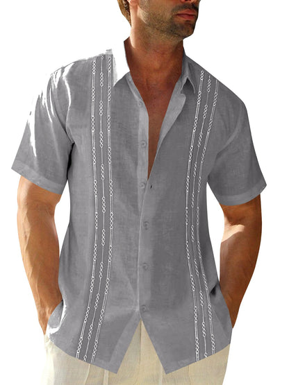 HOTRuncati Mens Short Sleeve Guayabera Shirts Linen Button Down Cuban Shirt | Cotton blend, Mexican style, Button up, Embroidered, Loose fit, Barong tagalog, Bowling shirts, for Summer Beach, Wedding