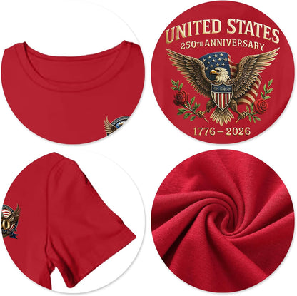 HOT250 Years American Flag Shirts for Men: 4th of July T Shirt 1776-2026 USA Patriotic Tee Tops