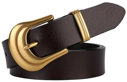 HOTALAIX Women's Belt Western Belts Silver Gold Buckle Black Leather Belt Pants Jeans Belts for Women