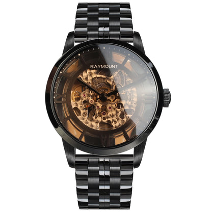 HOTFORSINING Men's Automatic Watch with Mechanical Movement, Skeleton Dial and Leather Band
