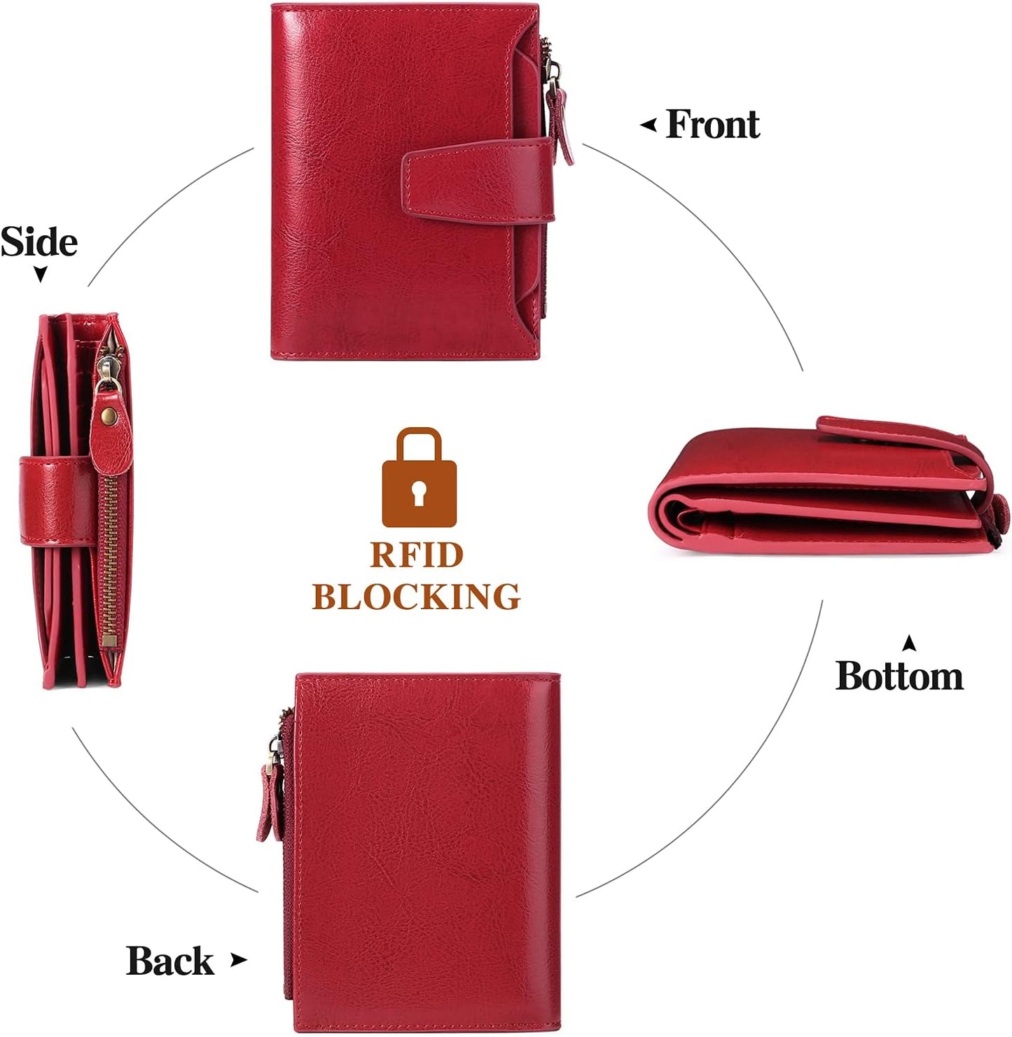 HOTFALAN MULE Small Wallet for Women Leather Bifold Compact RFID Blocking Small Womens Wallet Purse