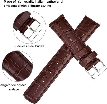 HOTRitche Christmas Gift Quick Release Leather Watch Bands Genuine Leather Watch Strap for Samsung Galaxy Watch 6 Band Classic 43mm 47mm 40mm 44mm 18mm, 20mm or 22mm for Men and Women, White Elephant Gifts, Stocking Stuffers for Men