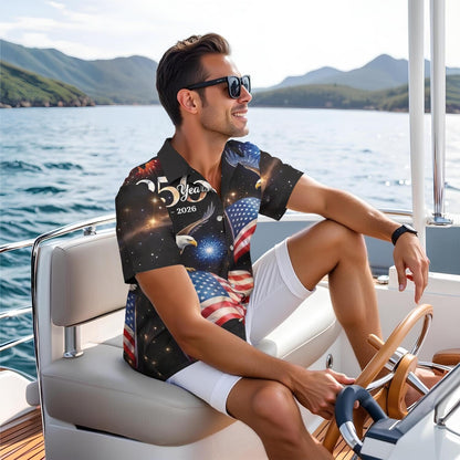 HOT250Th Anniversary USA Hawaiian Shirt for Men, 1776-2026 Patriotic Short Sleeve Shirt, Independence Day Gifts