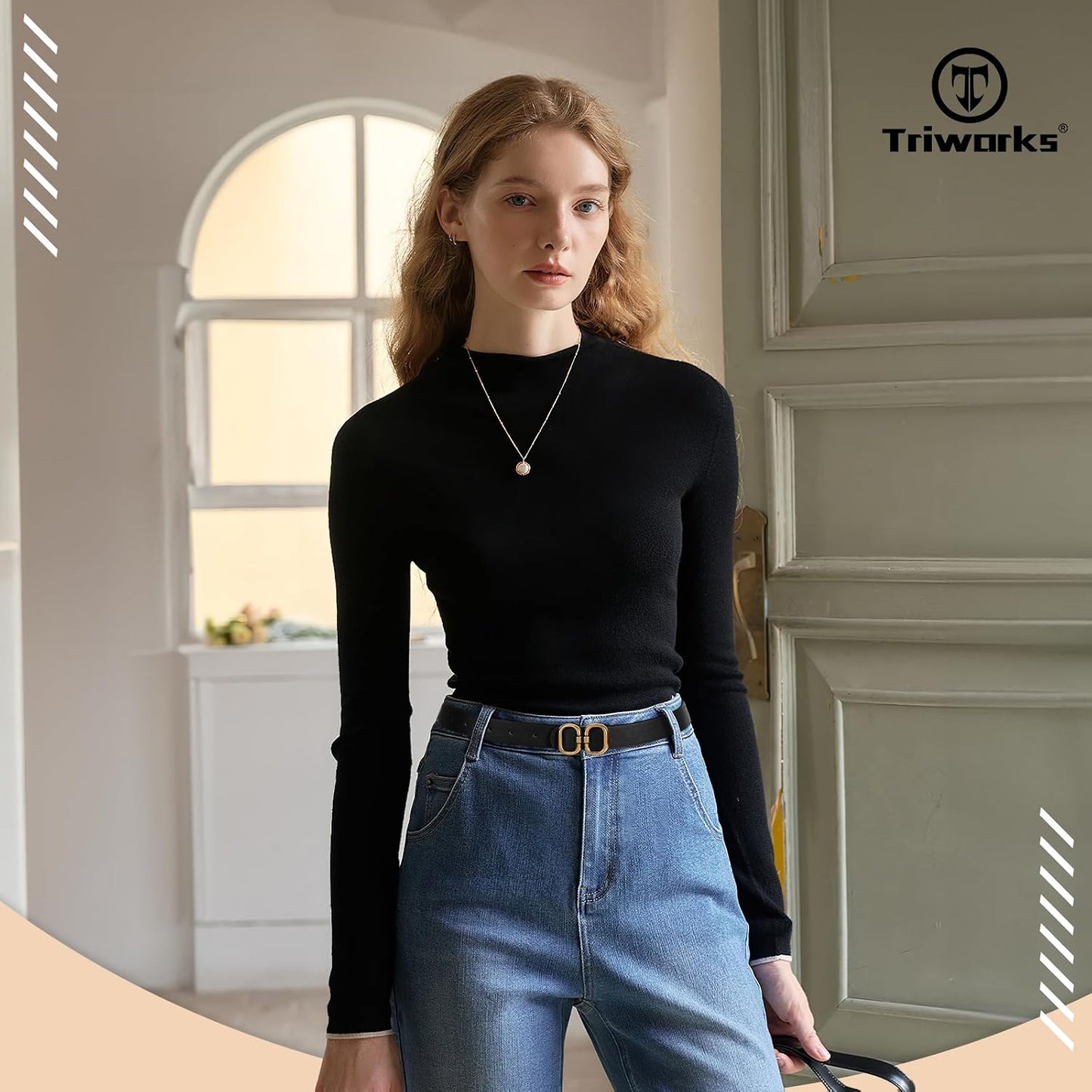 HOTTRIWORKS Reversible Leather Belt for Women with Gold Buckle Ladies Leather Belt for Jeans Pants