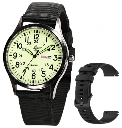 HOTGosasa Unisex Military Analog Field Watch with Nylon Strap, Luminous Easy Read Dial, Sport Tactical Casual Quartz Wristwatch, Daily Water Resistant