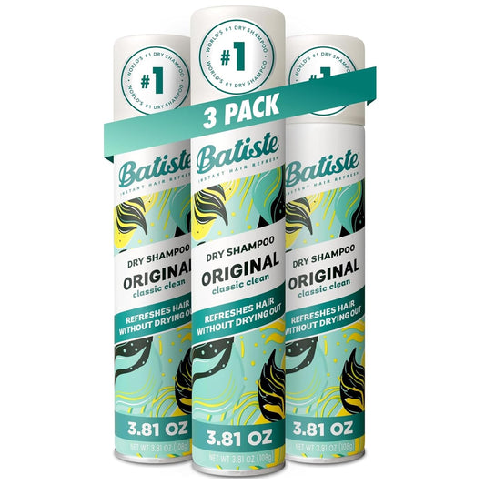 HOTBatiste Dry Shampoo, Waterless shampoo, Original, 3.81oz, Pack of 3