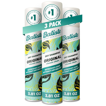 HOTBatiste Dry Shampoo, Waterless shampoo, Original, 3.81oz, Pack of 3