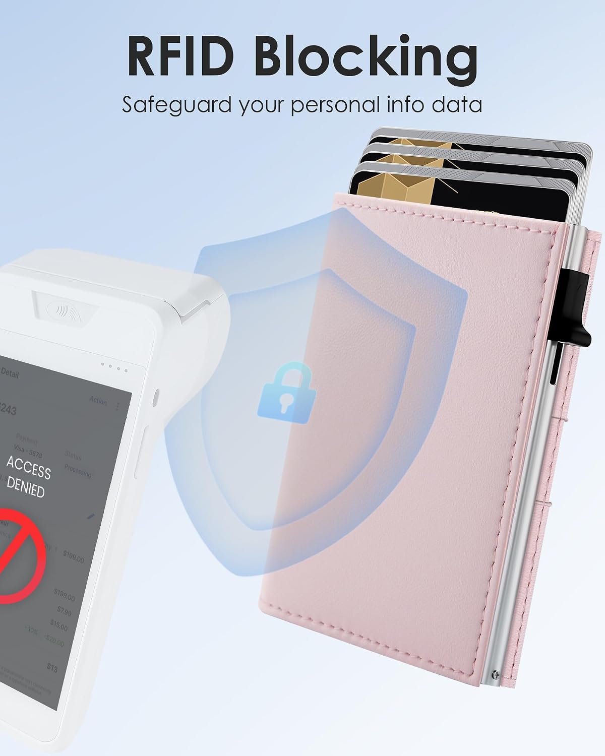 HOTQLD RFID Wallet Women - Small Slim Trifold Wallet Anti-Theft Pop up Card Holder, Minimalist, Ultra Thin, Front Pocket, Premium Leather, 9-11 Cards Capacity | ID Window | Cash Slot
