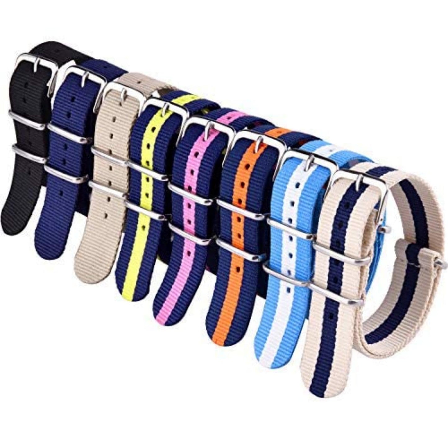 HOTRitche Christmas Gift Military Ballistic Nylon 8 Packs 18mm 20mm 22mm Watch Band Replacement Watch Straps for Men Women, White Elephant Gifts, Stocking Stuffers for Men