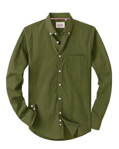 HOTAlimens & Gentle Mens Solid Oxford Shirt Long Sleeve Dress Shirt Work Casual Button Down Shirts with Pocket