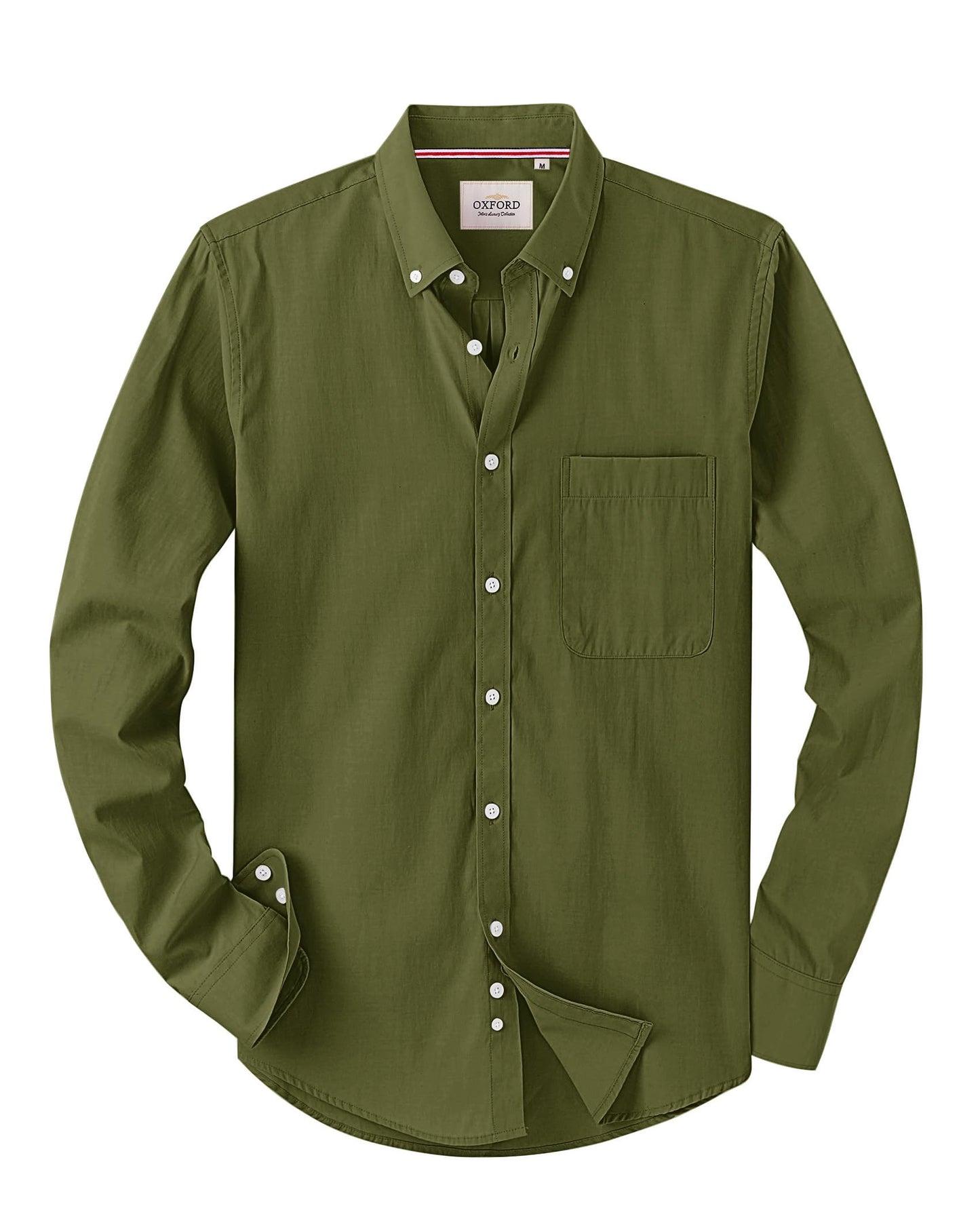 HOTAlimens & Gentle Mens Solid Oxford Shirt Long Sleeve Dress Shirt Work Casual Button Down Shirts with Pocket
