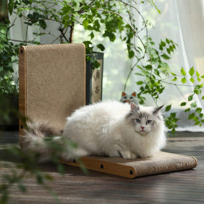 HOTFUKUMARU Cat Scratcher, 26.8 Inch L Shape Cat Scratch Pad Wall Mounted, Cat Scratching Cardboard with Ball Toy for Indoor Cats, Large Size