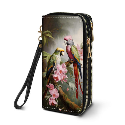 HOTWomen's Large Capacity Wallet PU Leather Double Zipper Clutch Purse Multifunctional Wallet with Removable Wristlet Strap for Smart Phone/Coin/Card/Cash, Flower Butterfly
