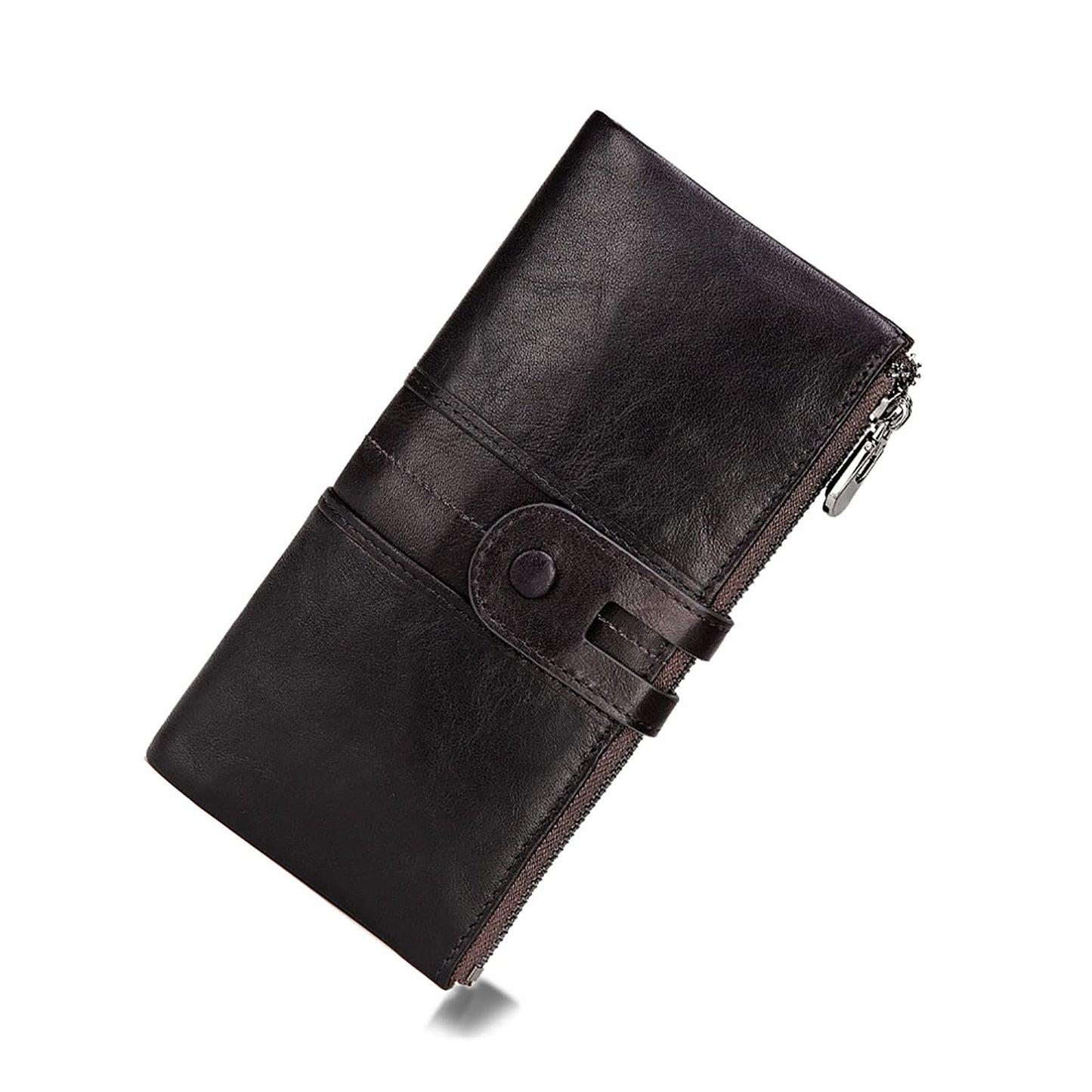 HOTmyfriday Women's RFID Blocking Genuine Leather Wallet, Bifold Long Clutch Wallet Money Clips Ladies Card Holder Purse