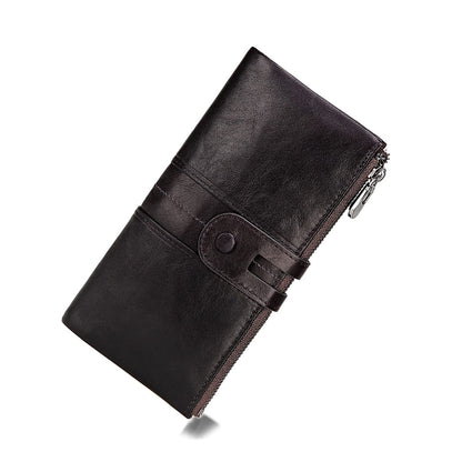 HOTmyfriday Women's RFID Blocking Genuine Leather Wallet, Bifold Long Clutch Wallet Money Clips Ladies Card Holder Purse