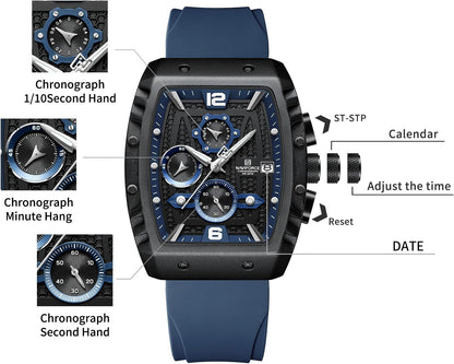 HOTNAVIFORCE Men Quartz Watch Auto Date Week Business Dress Analog Wrist Watches
