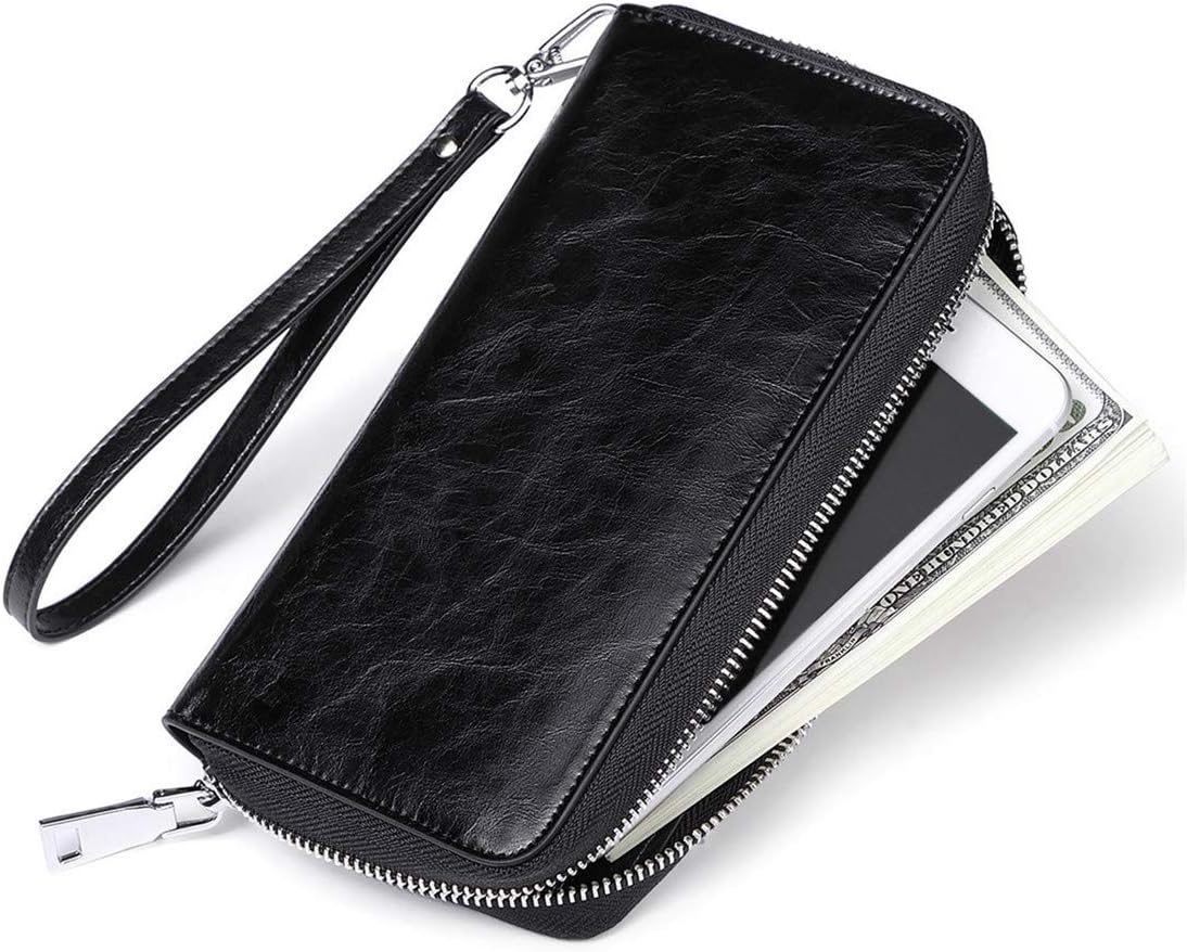 HOTWallets for Women RFID Blocking Leather Zip Around Wristlet Clutch Travel Purse