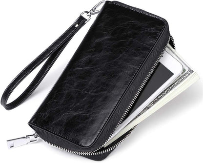 HOTWallets for Women RFID Blocking Leather Zip Around Wristlet Clutch Travel Purse