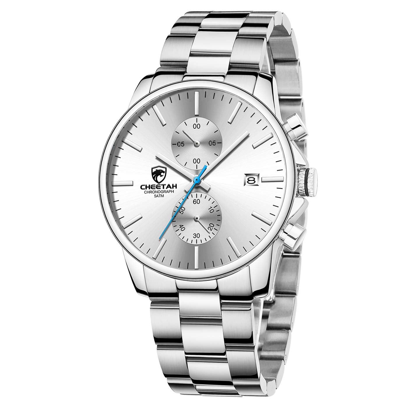 HOTGOLDEN HOUR Fashion Business Mens Watches with Stainless Steel Waterproof Chronograph Quartz Watch for Men, Auto Date