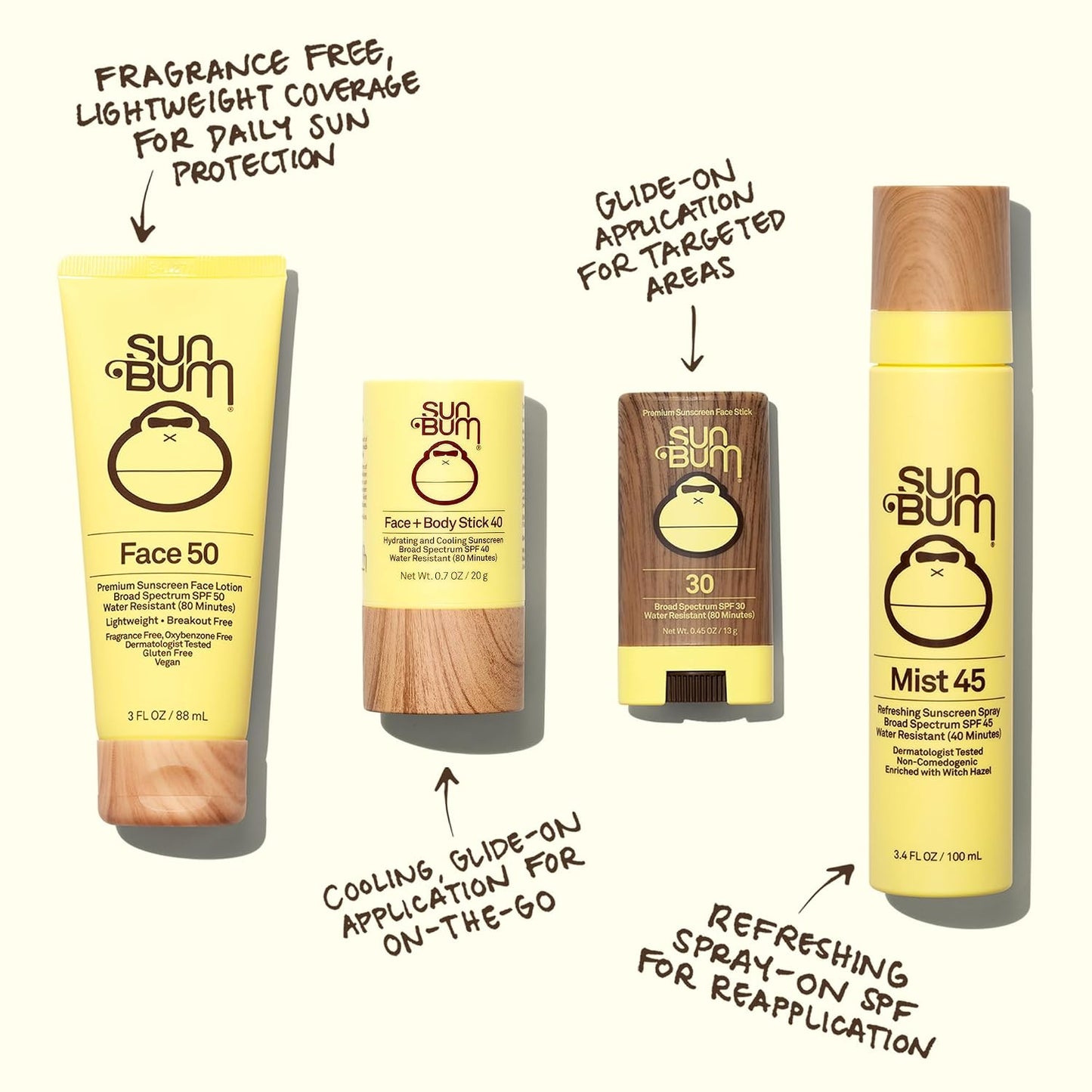 HOTSun Bum Original SPF 45 Sunscreen Mist - Broad Spectrum Moisturizing Facial Sunscreen Spray with Vitamin E - Hawaii 104 Act Compliant (Made without Octinoxate & Oxybenzone) - Travel Size - 3.4 oz