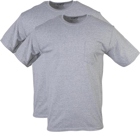 HOTGildan Unisex Adult DryBlend Workwear T-Shirts with Pocket, 2-Pack