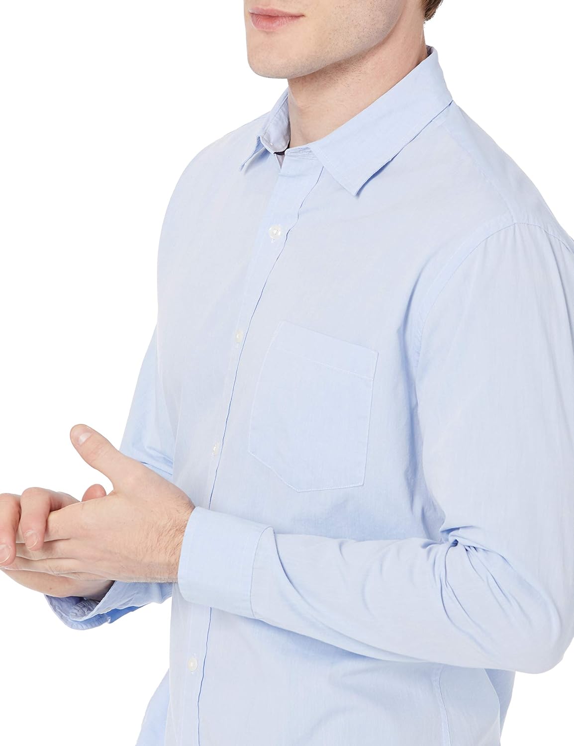 HOTAmazon Essentials Men's Regular-Fit Long-Sleeve Casual Poplin Shirt, Button Front, Business Casual, Collared