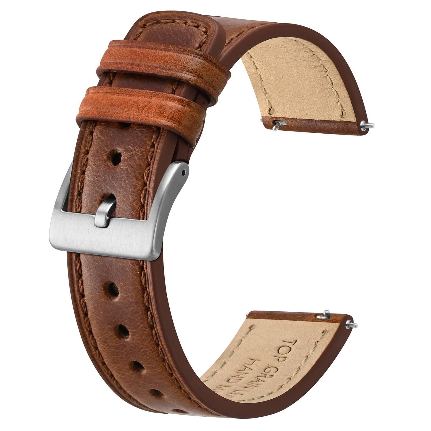 HOTBISONSTRAP Leather Watch Straps, Classic Oil Waxed Leather, Quick Release Replacement Band for Men and Women, Band Width 18mm 20mm 22mm