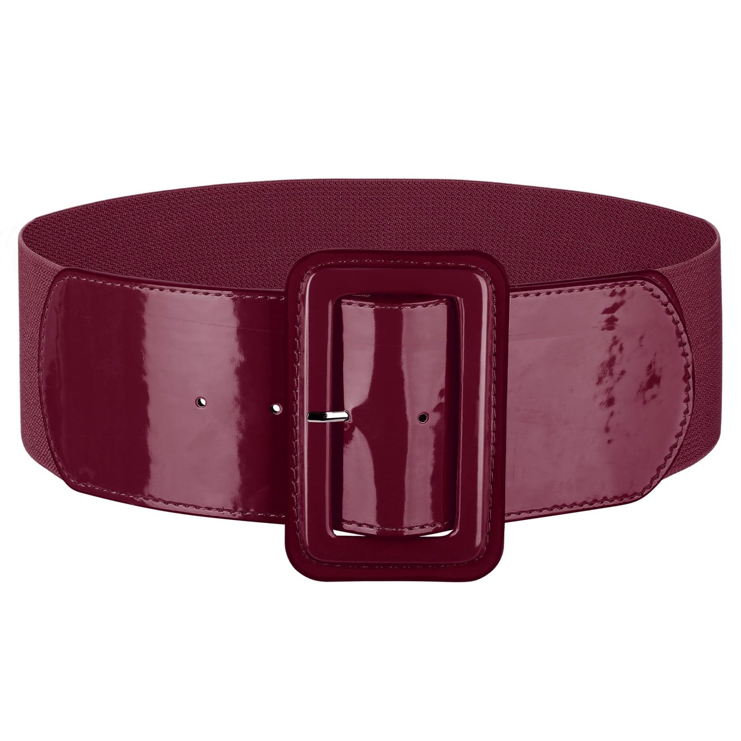 HOTJASGOOD Women Wide Stretchy Belt Vintage Elastic Waist Belt for Dresses Fashion Ladies Waist Belt with Patent Square Buckle