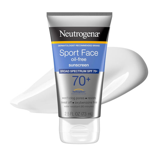 HOTNeutrogena, Sport Face Sunscreen SPF 70+, Oil-Free, Sweat and Water-Resistant, Broad-Spectrum UVA/UVB, 2.5 Fl Oz