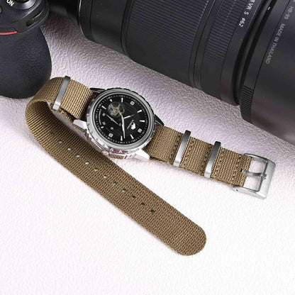 HOTBISONSTRAP Nylon Watch Bands for Men, One-Piece Military Watch Straps, 18mm 20mm 22mm