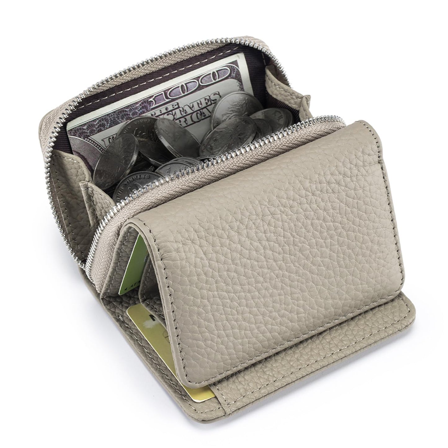 HOTKarmiir RFID Small Leather Wallet for Women with Coin Pouch Compact Trifold Mini Pocket Wallet with Cash Slot and Card Holders (Light Purple)