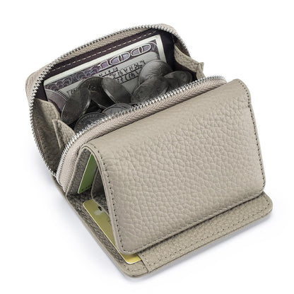 HOTKarmiir RFID Small Leather Wallet for Women with Coin Pouch Compact Trifold Mini Pocket Wallet with Cash Slot and Card Holders (Light Purple)