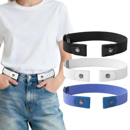 HOT3 Pieces No Buckle Elastic Stretch Belts for Men and Women, Comfortable Invisible Belts for Jeans Pants