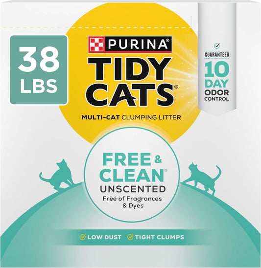 HOTPurina Tidy Cats Free and Clean Unscented Clumping Cat Litter with Odor Control - 38 lb. Box