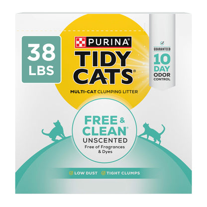 HOTPurina Tidy Cats Clumping Cat Litter Odor Control, Free and Clean Unscented Multi Cat Litter - 16 lb. Bag