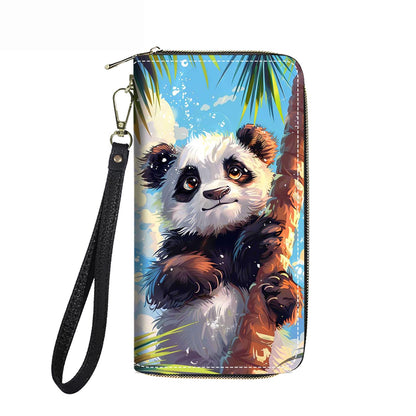 HOTWomen's Large Capacity Wallet PU Leather Double Zipper Clutch Purse Multifunctional Wallet with Removable Wristlet Strap for Smart Phone/Coin/Card/Cash, Flower Butterfly