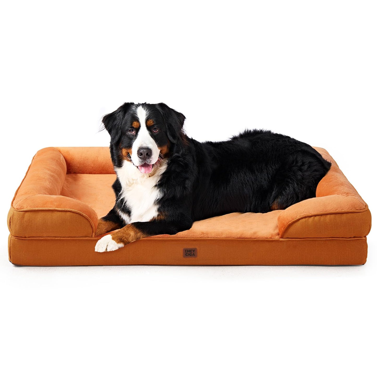 HOTEHEYCIGA Orthopedic Dog Beds for Extra Large Dogs 44x32Inch, Polyurethane Foam XL Pet Bed with Sides, Non-Slip and Egg-Crate Foam Big Dog Couch Bed with Washable Removable Cover, Grey