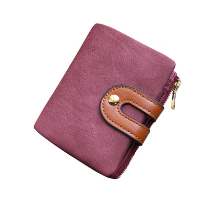 HOTAOXONEL Women's Rfid Small Bifold Leather Wallet Ladies Mini Zipper Coin Purse id card Pocket,Slim Compact Thin