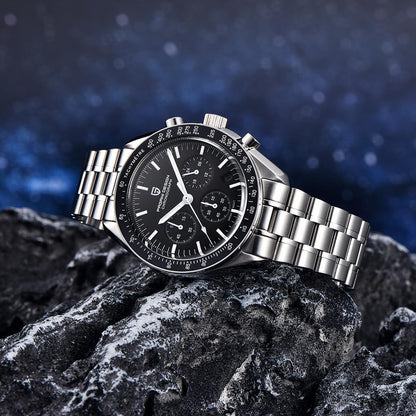 HOTHaiQin Pagani Design 1701 V6 Moon Wristwatch Homage Men's Quartz Chronograph Watches VK63 Movement Stianless Steel Construction 100M Waterproof Fashion Sport Watch