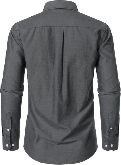 HOTJEMITOP Men's Classic Lightweight Oxford Button Down Collar Shirts Business Casual Long Sleeve Dress Shirt with Pocket