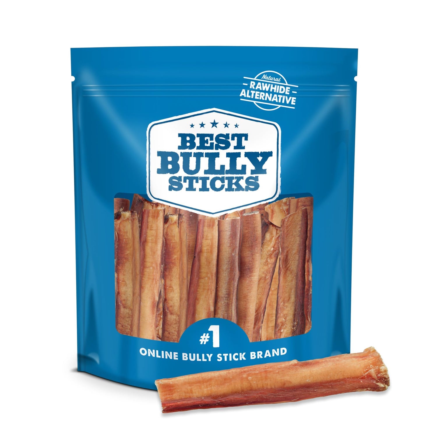HOTBest Bully Sticks Thick Bully Sticks Dog Chews, 6", 5 Count | 100% grass-fed beef, single ingredient natural dog chews, easily digestible, long lasting, rawhide-free, grain-free