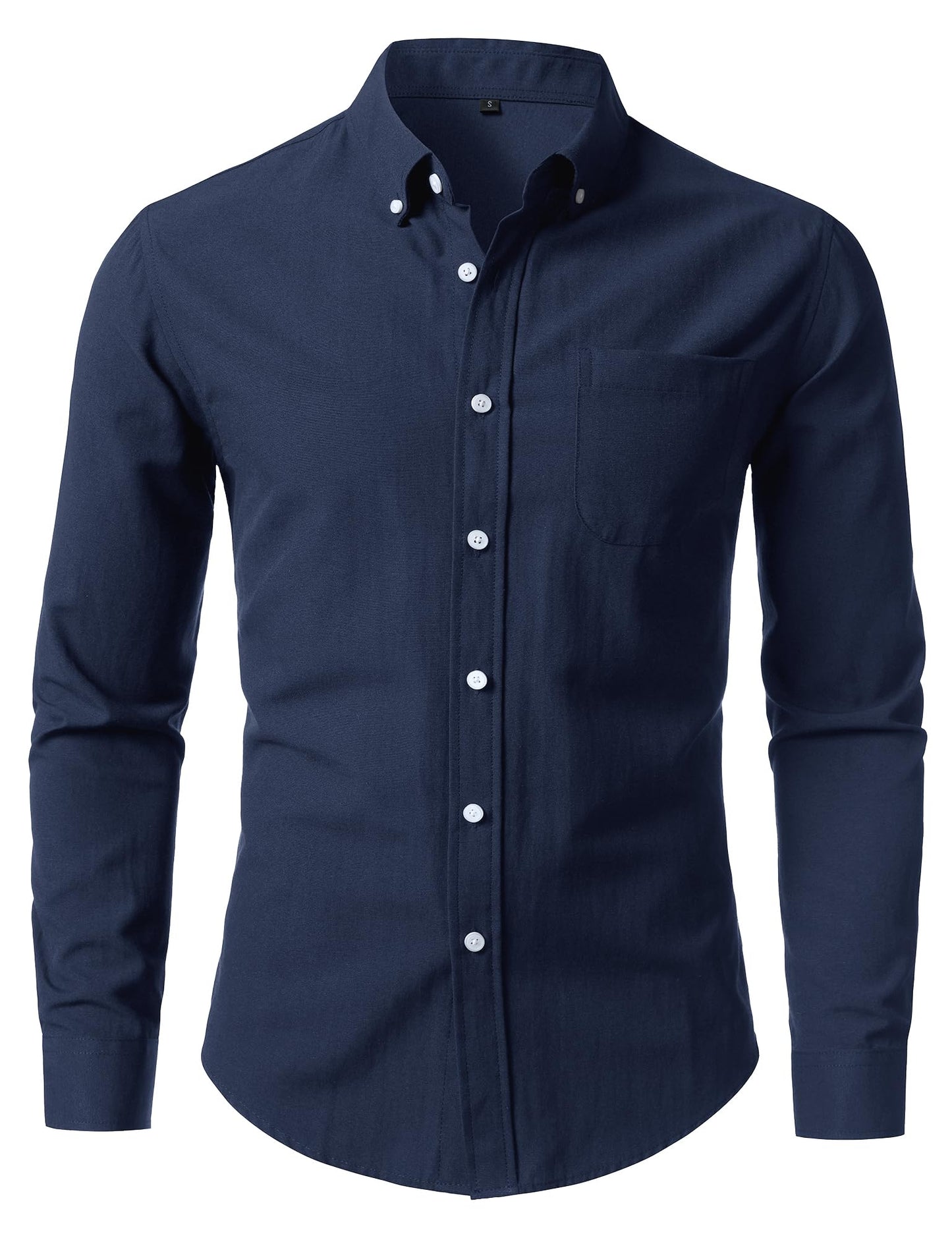 HOTLucMatton Men's Lightweight Oxford Long Sleeve Button Down Shirt Business Casual Slim fit Dress Shirts with Pocket